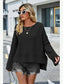 High-Low Slit Round Neck Long Sleeve Sweater nicholesgifts
