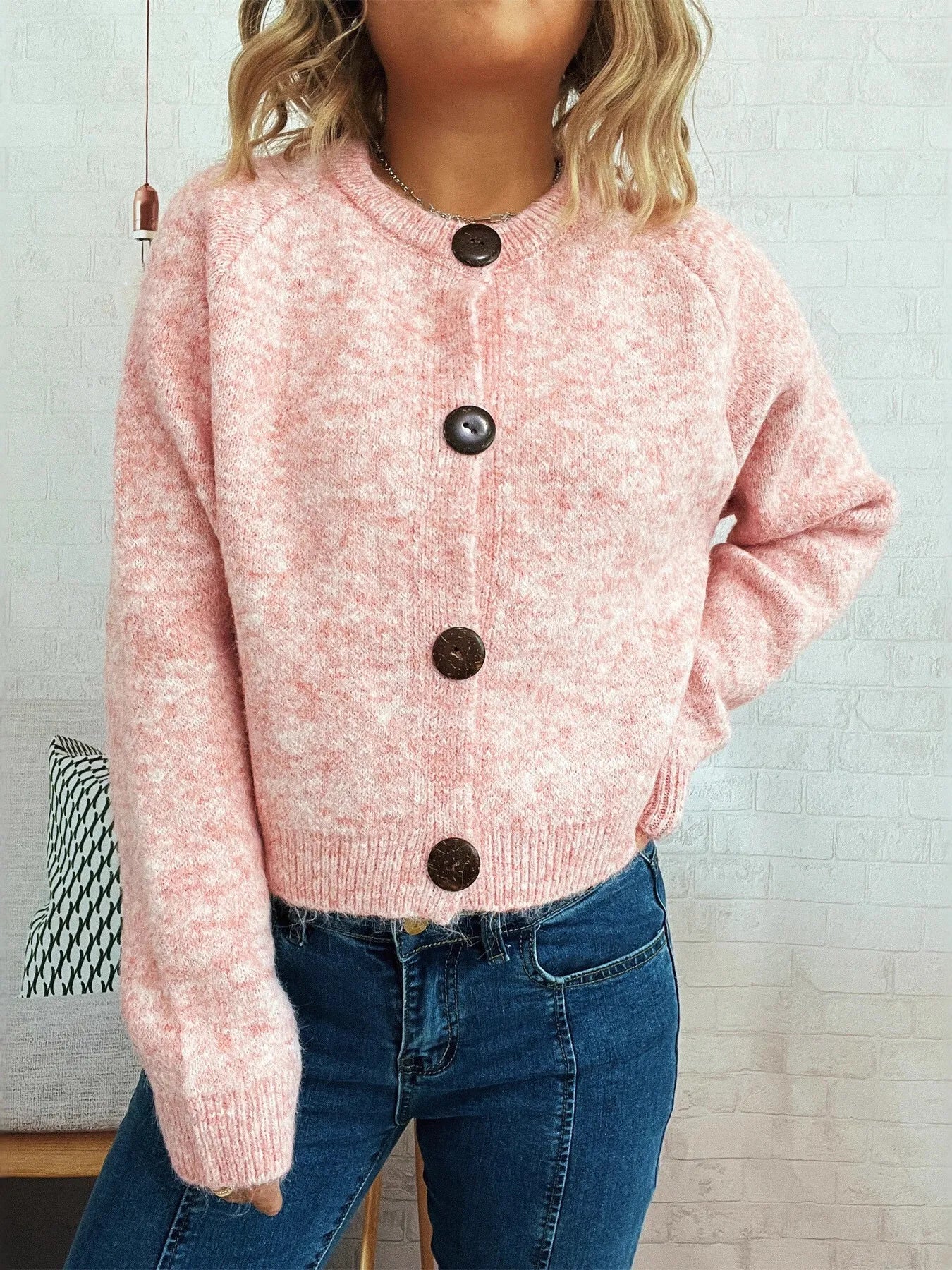 Button-Up Raglan Sleeve Cardigan