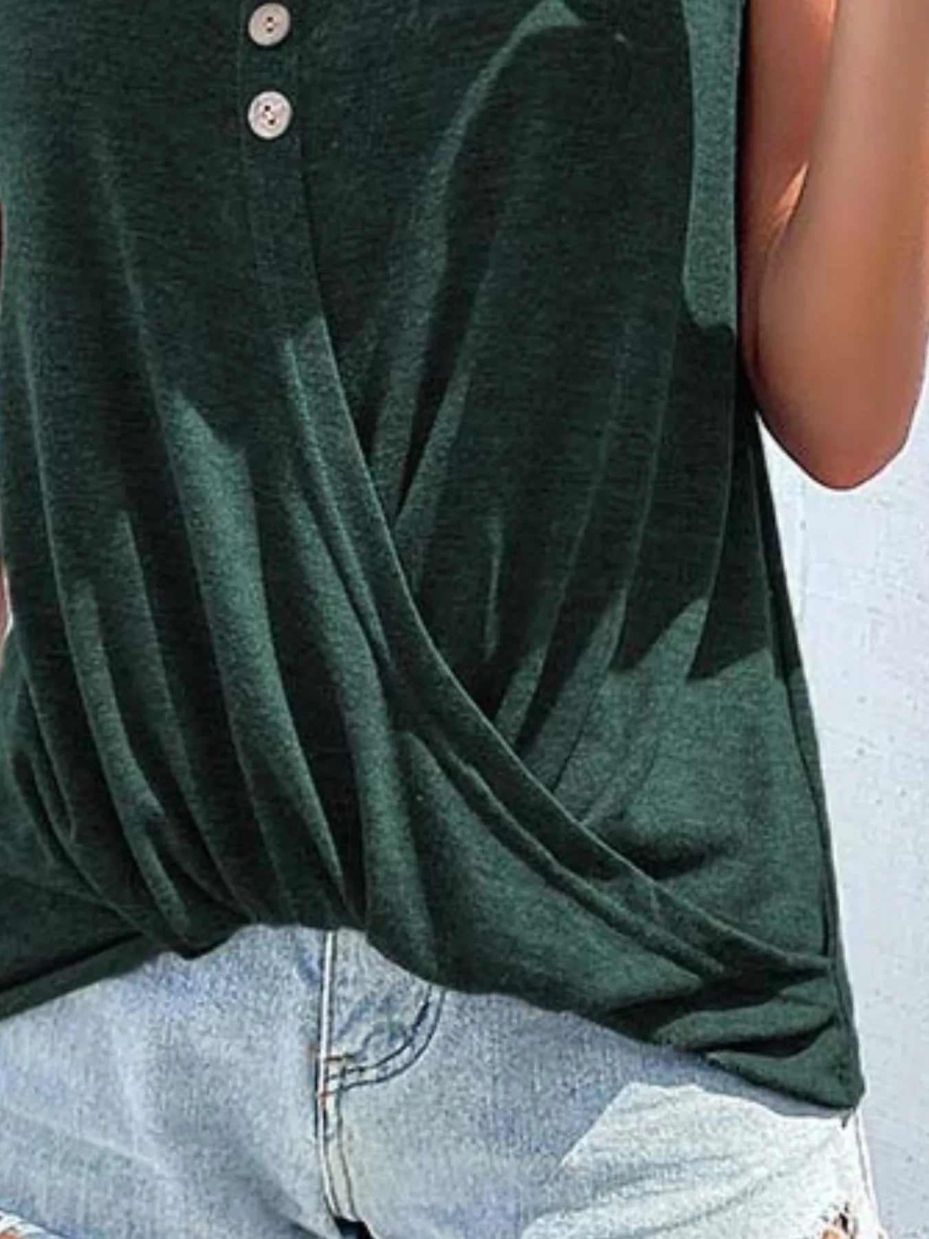 Full Size Twisted Hem Button Detail Tank Plus Size NicholesGifts