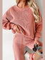 Round Neck Long Sleeve Top and Pants Set nicholesgifts