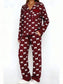 Bow Print Top and Wide Leg Pants Lounge Set nicholesgifts