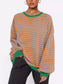 Striped Round Neck Long Sleeve Sweatshirt nicholesgifts