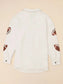 Sequin Football Patch Collared Neck Snap Button Jacket nicholesgifts