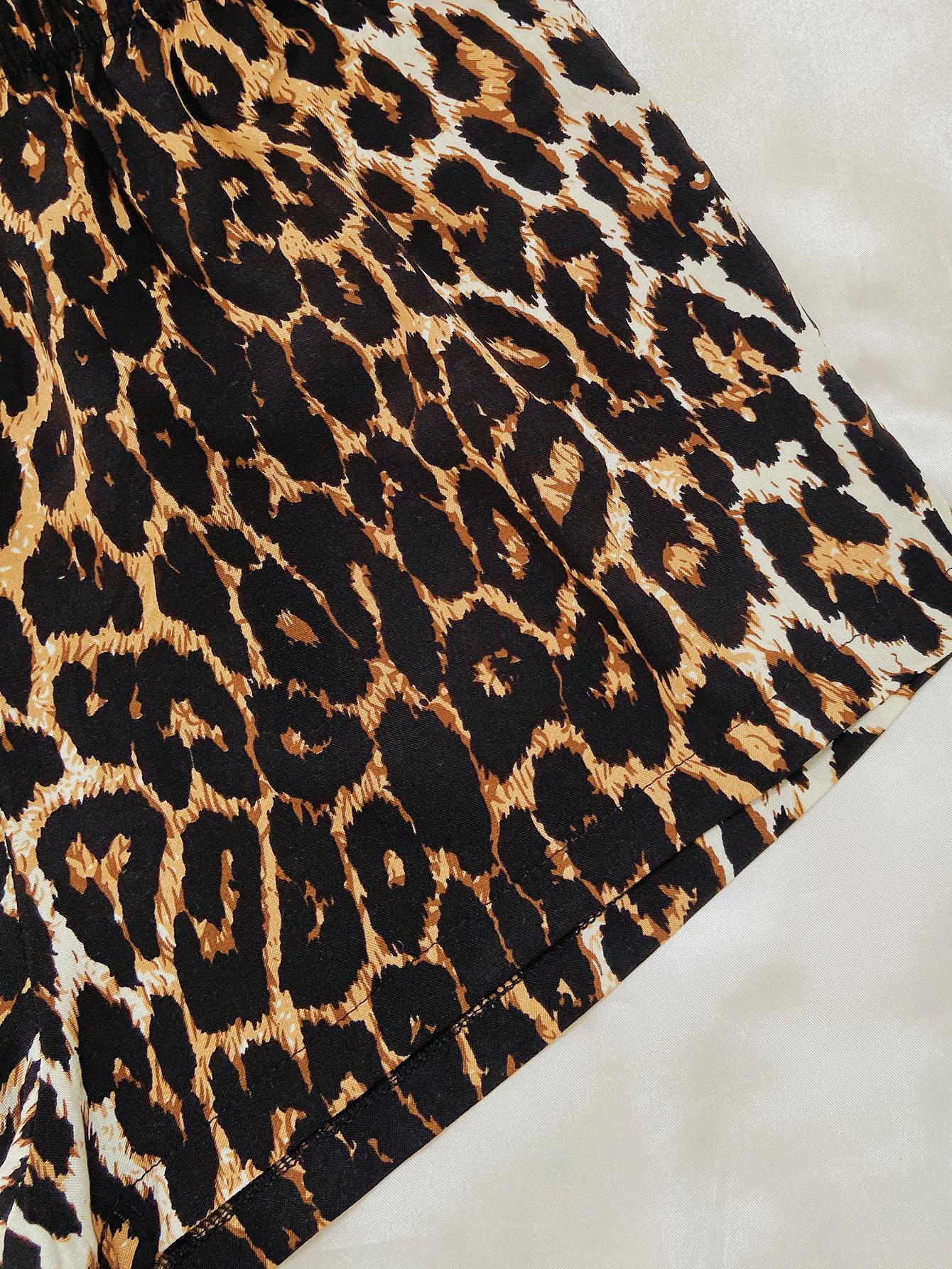 Leopard Lip Graphic Top and Shorts Lounge Set nicholesgifts