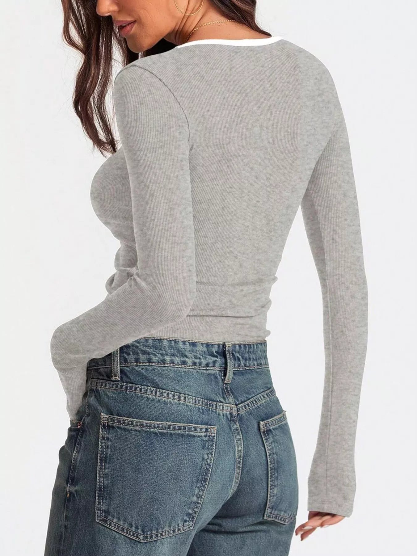 Scoop Neck Long Sleeve T-Shirt Trendsi