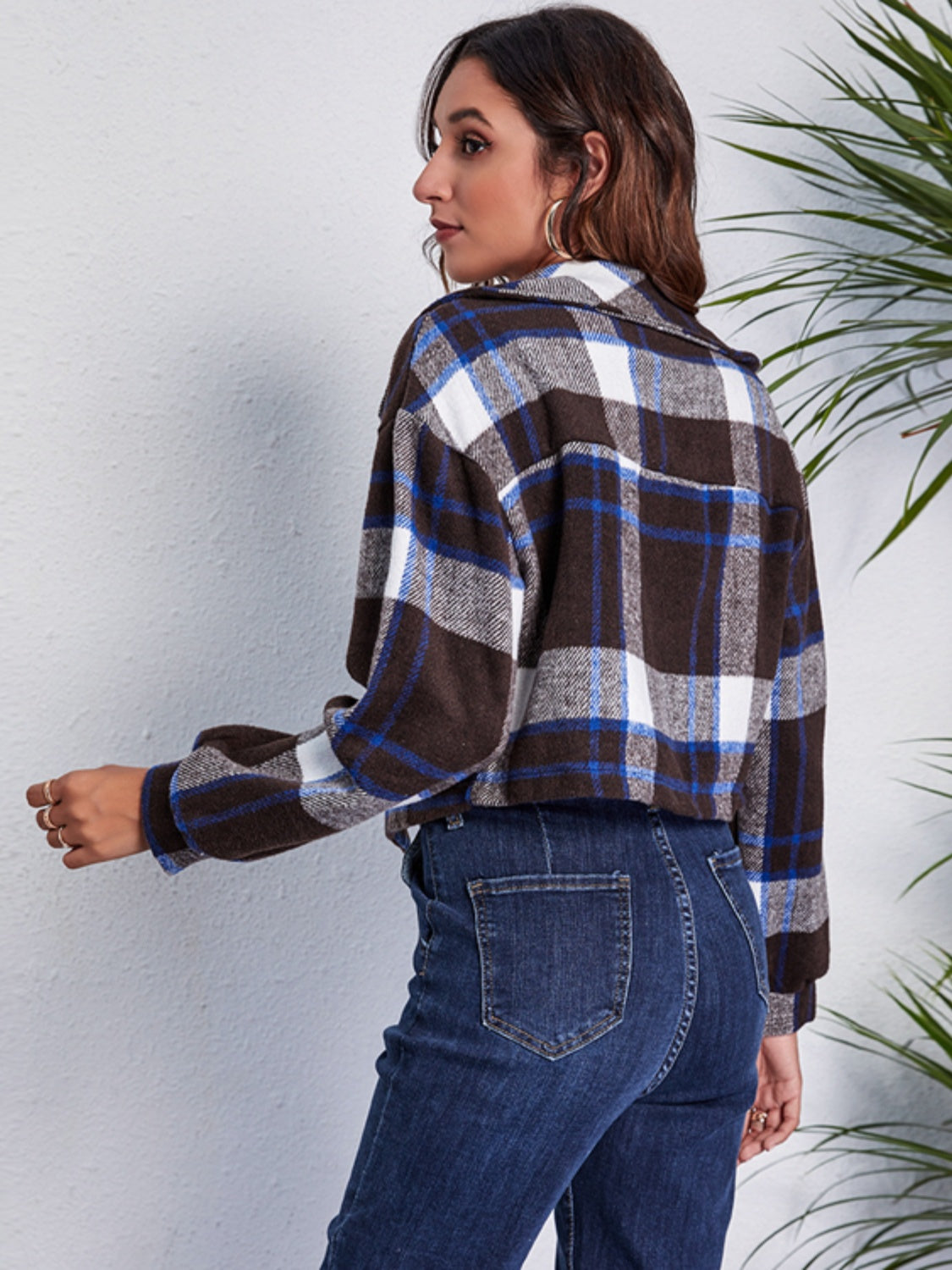 Plaid Button Front Jacket with Pockets nicholesgifts