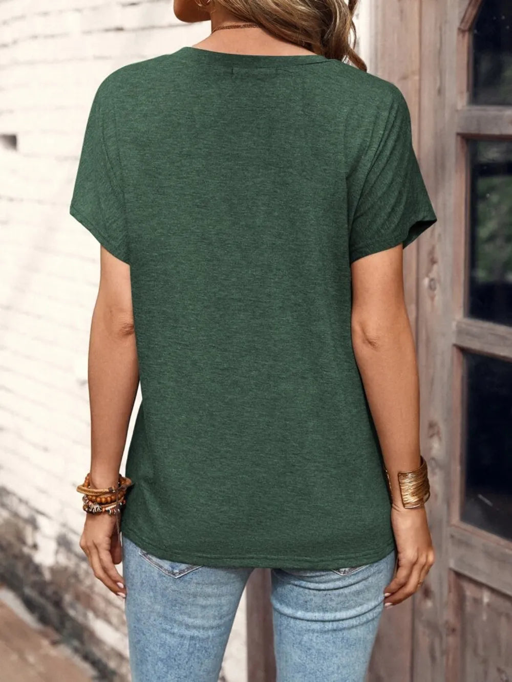 Half Button Short Sleeve Top