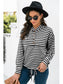 NicholesGifts Women Striped Half-Button Dropped Shoulder Hoodie nicholesgifts