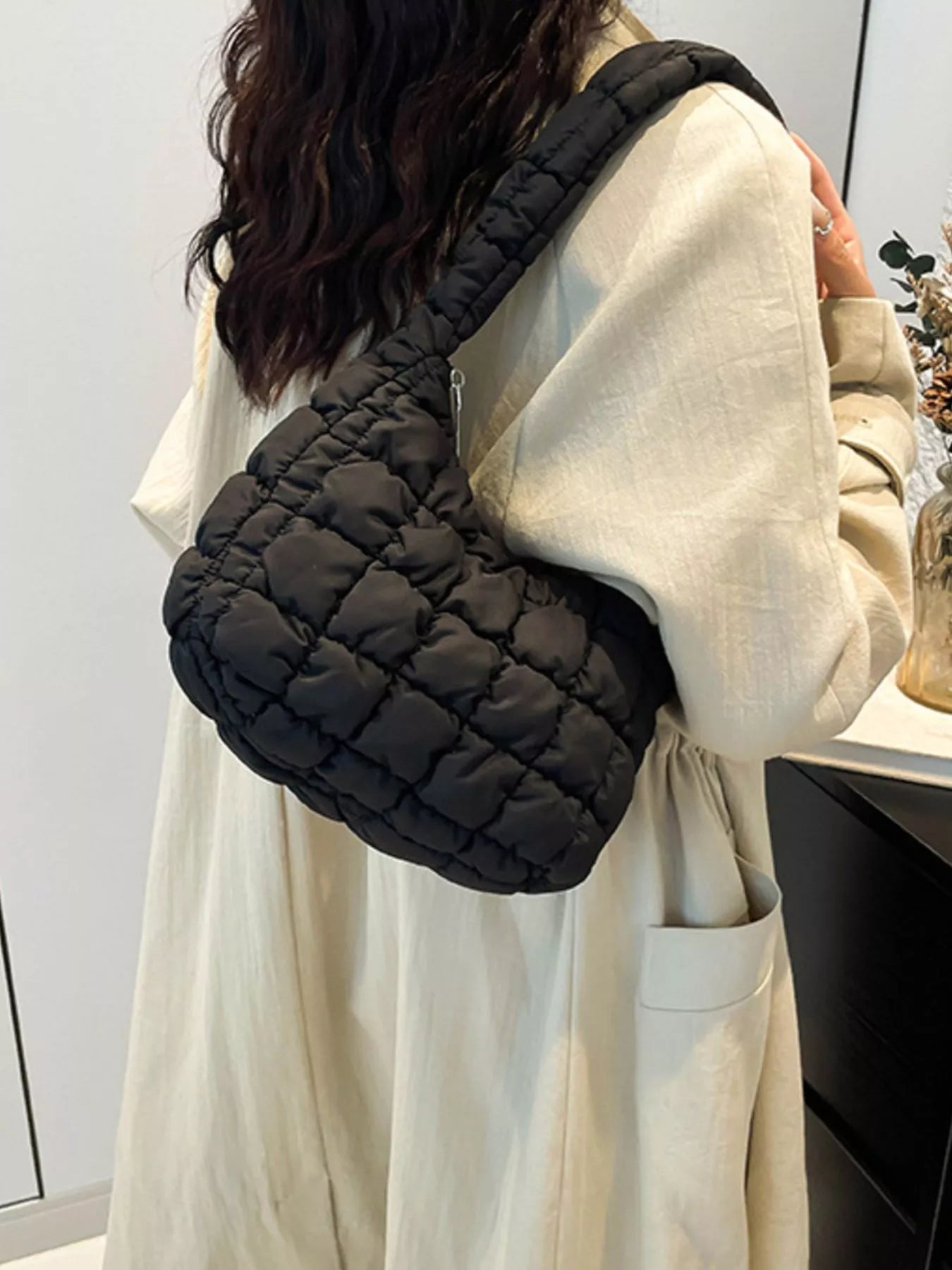 Quilted Ruched Shoulder Bag nicholesgifts
