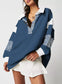 Color Block Striped Johnny Collar Sweatshirt nicholesgifts