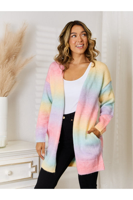 NicholesGifts Women Full Size Gradient Open Front Cardigan NicholesGifts