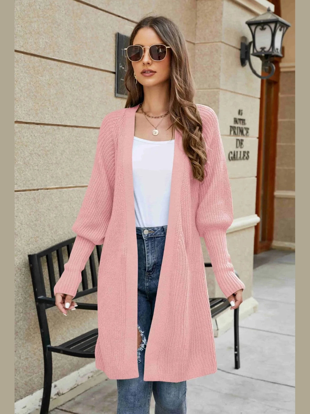 Open Front Lantern Sleeve Cardigan nicholesgifts