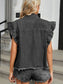 Raw Hem Cap Sleeve Denim Jacket nicholesgifts
