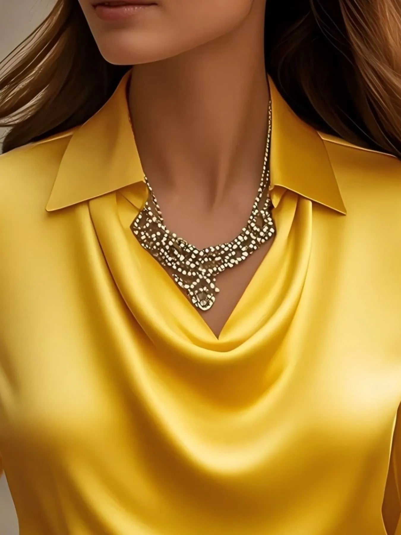 Satin Collar Long Sleeve Blouse NicholesGifts