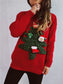 Christmas Tree Round Neck Long Sleeve Sweater nicholesgifts