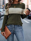 Color Block Round Neck Long Sleeve Top nicholesgifts