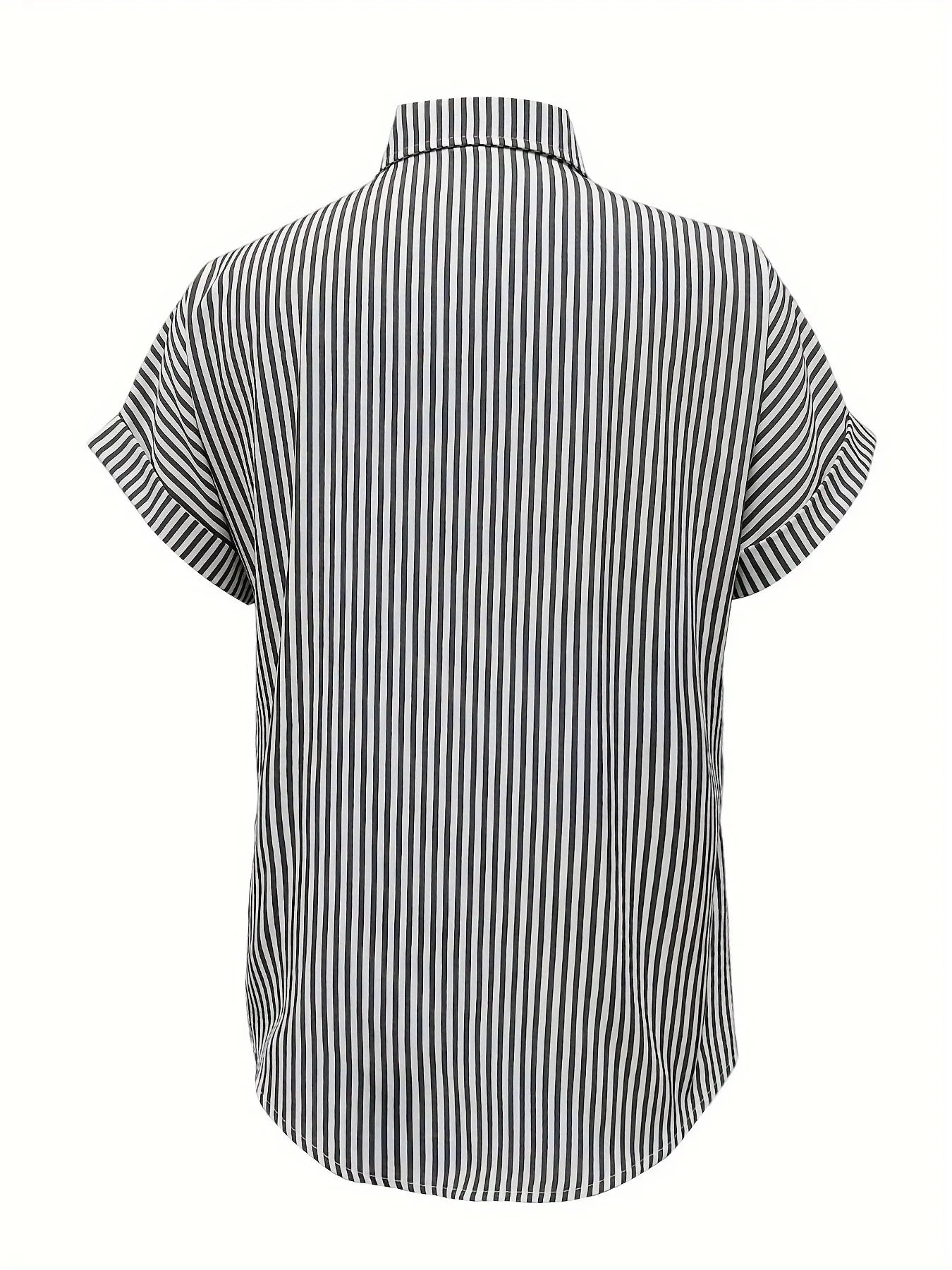 Full Size Striped Button-Up Casual Shirt with Pocket Plus Size nicholesgifts