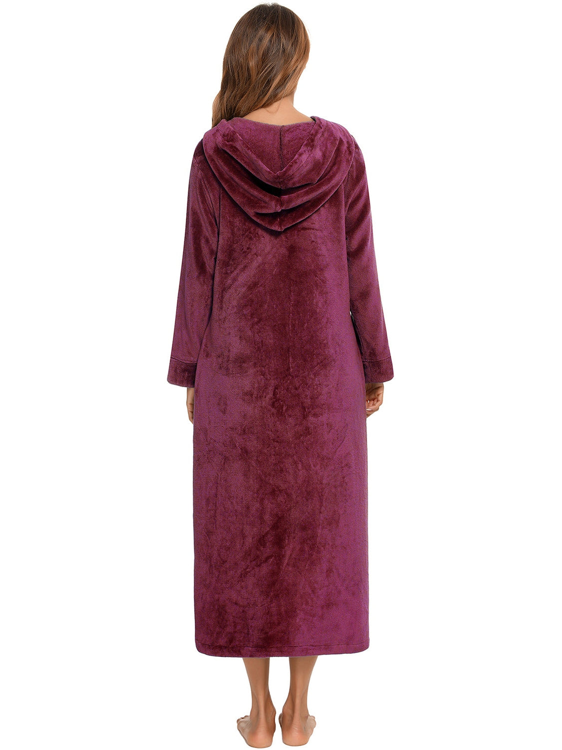Zip Front Hooded Night Dress with Pockets nicholesgifts