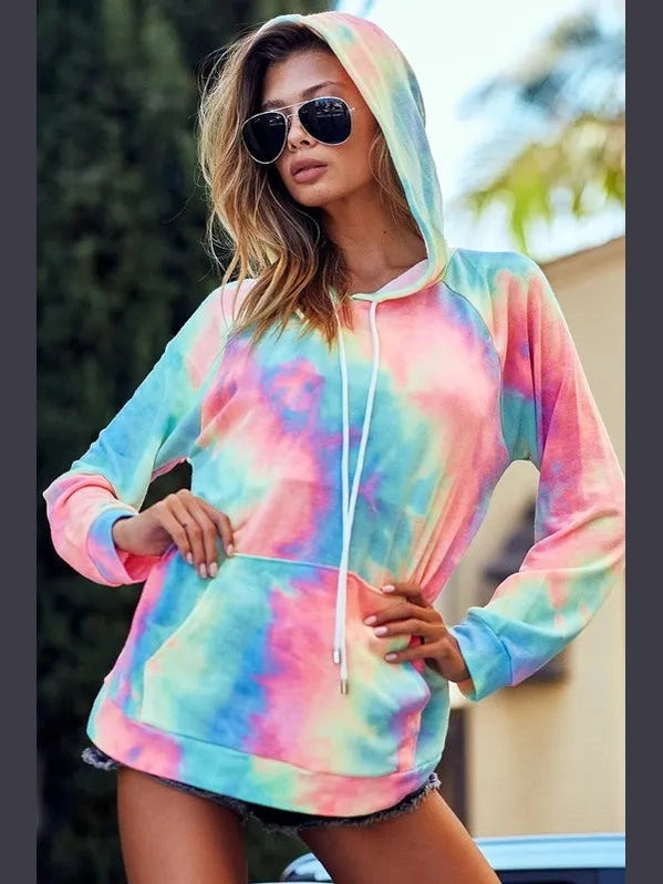 BiBi Tie Dye French Terry Hoodie with Kangaroo Pocket nicholesgifts