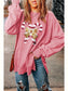 Sequin Candy Cane Round Neck Slit Sweatshirt nicholesgifts