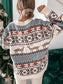 Women Geometric Round Neck Dropped Shoulder Sweater nicholesgifts