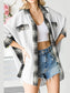 Plaid Button Down Collared Jacket nicholesgifts