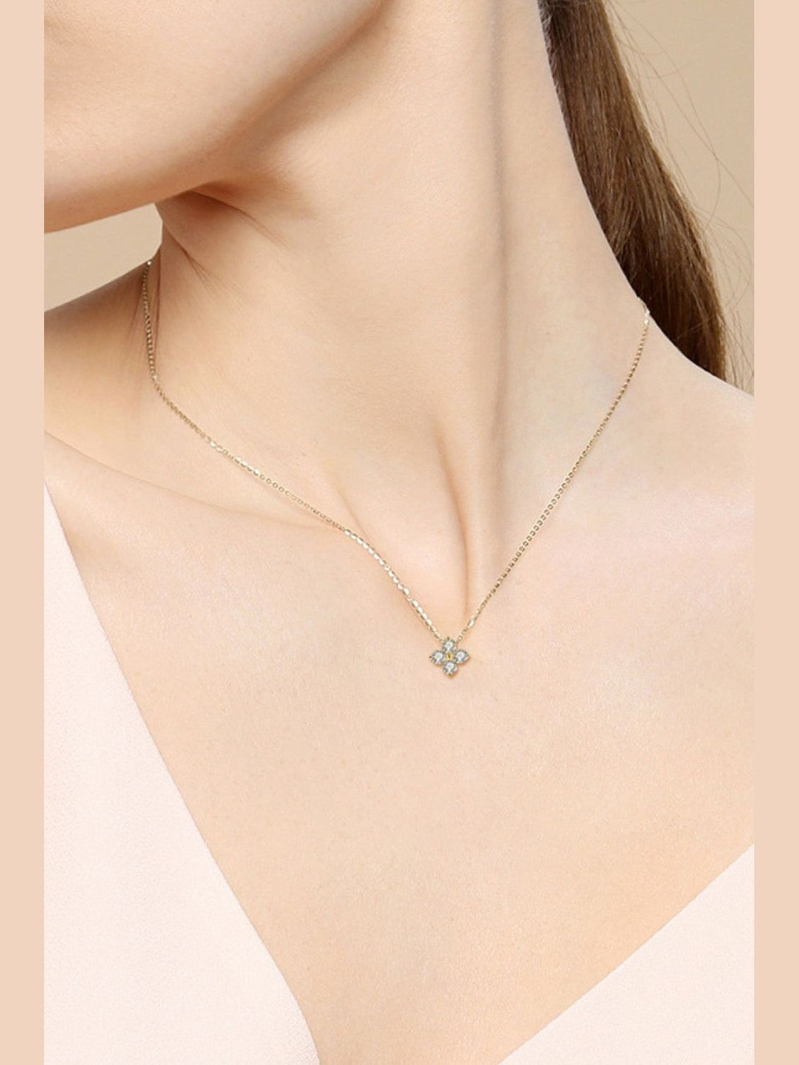 Moissanite Four Leaf Clover Pendant Necklace nicholesgifts