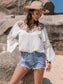 Lace Round Neck Long Sleeve Blouse nicholesgifts