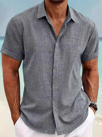 Men's Full Size Collared Neck Short Sleeve Shirt Plus Size nicholesgifts