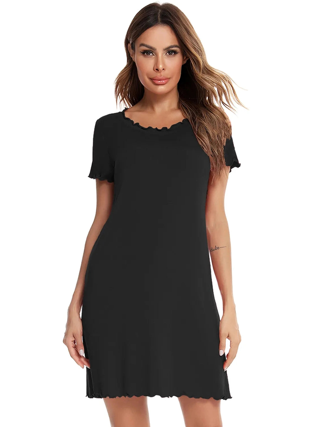 Round Neck Short Sleeve Lounge Dress nicholesgifts