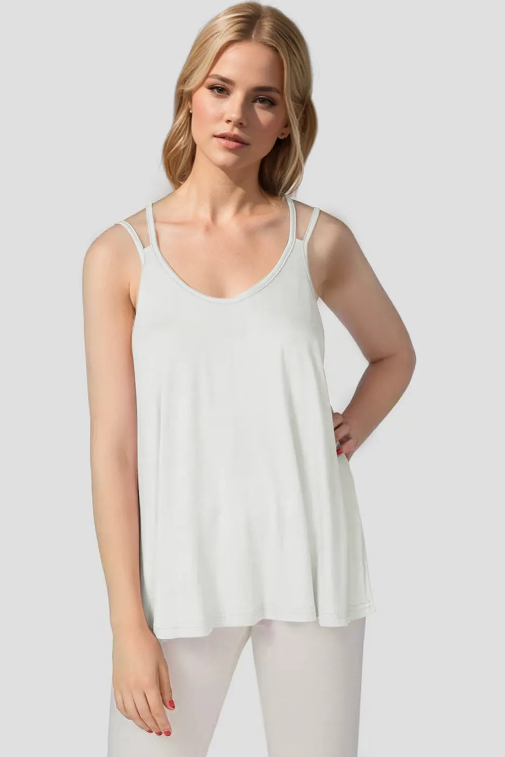 Basic Bae Bamboo Scoop Neck Double Spaghetti Straps Cami NicholesGifts