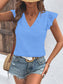 Women Textured V-Neck Cap Sleeve Blouse nicholesgifts