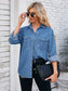 Button Up Collared Neck Denim Jacket Trendsi