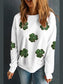 Sequin Lucky Clover Long Sleeve Sweatshirt Trendsi