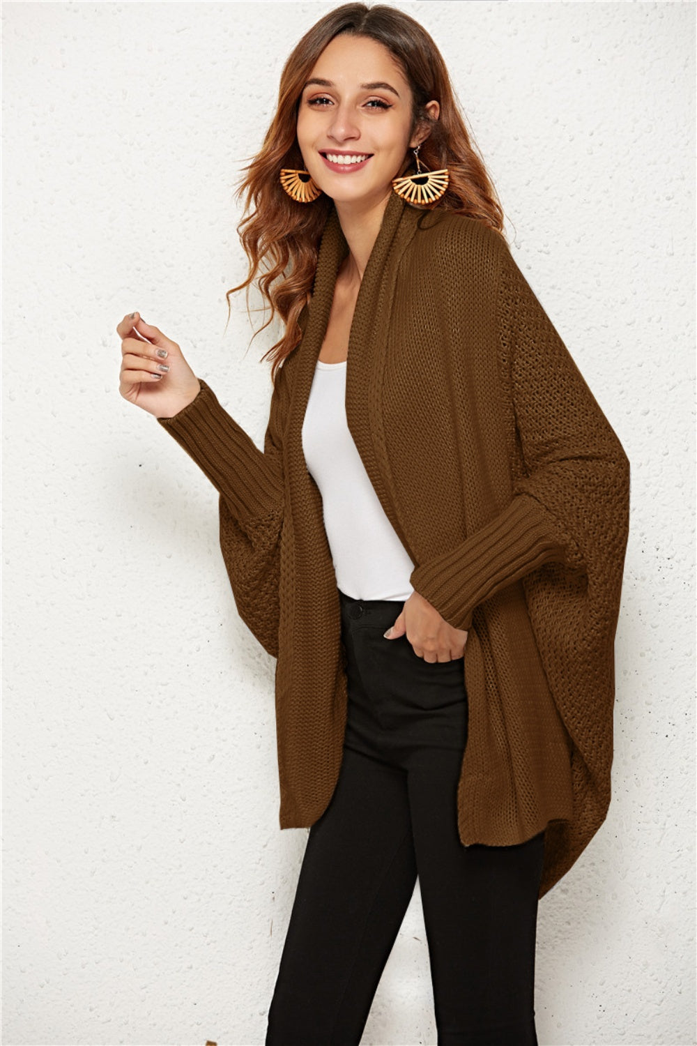 Open Front Batwing Sleeve Cardigan nicholesgifts