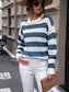 Perfee Striped Round Neck Dropped Shoulder Sweater nicholesgifts