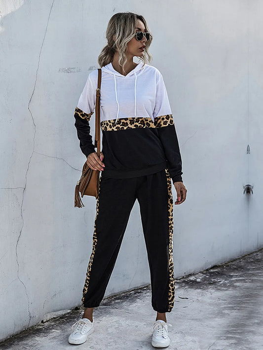 Perfee Contrast Long Sleeve Hooded Top and Joggers Set nicholesgifts