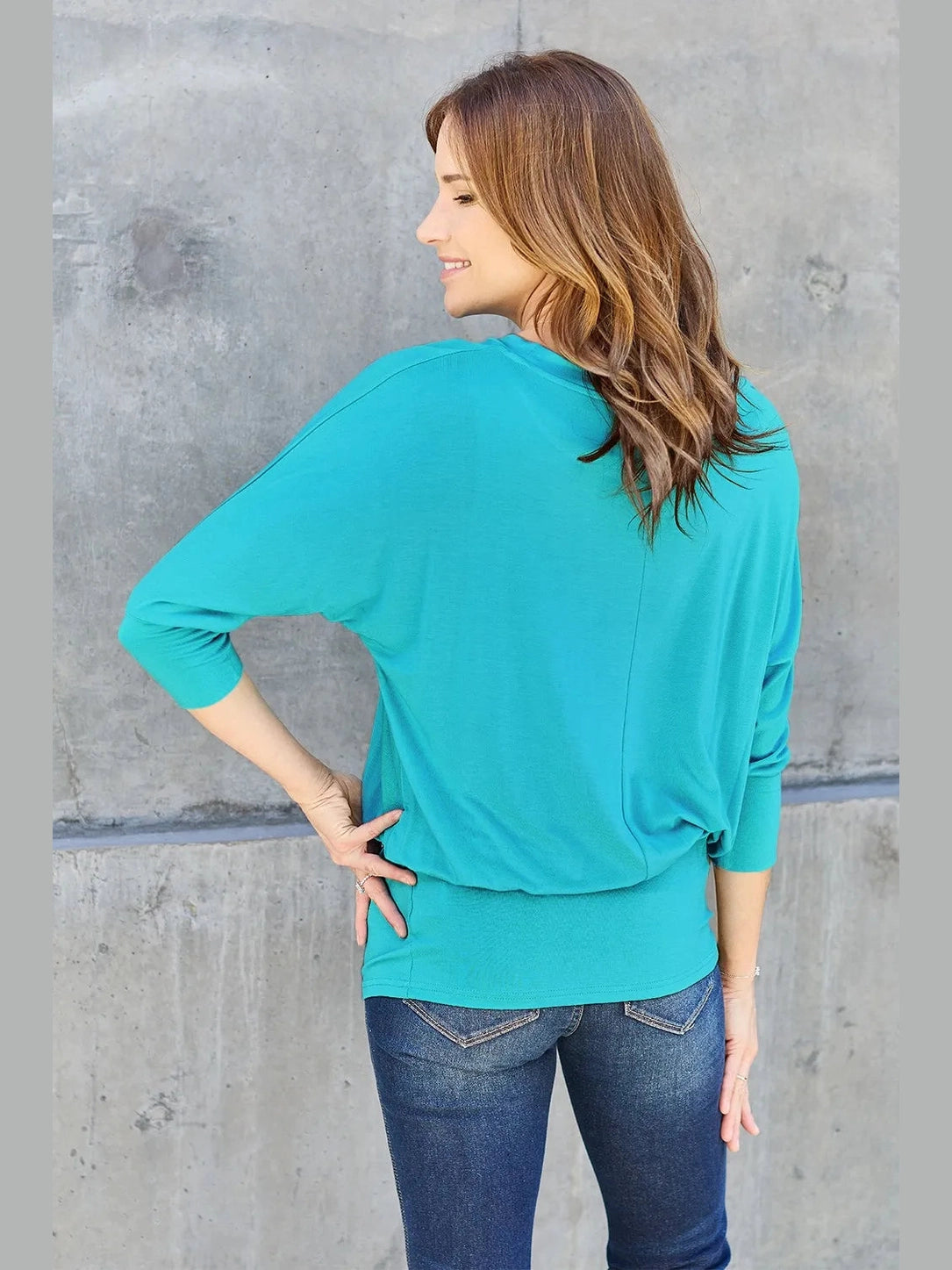 Basic Bae Full Size Round Neck Batwing Sleeve Top nicholesgifts