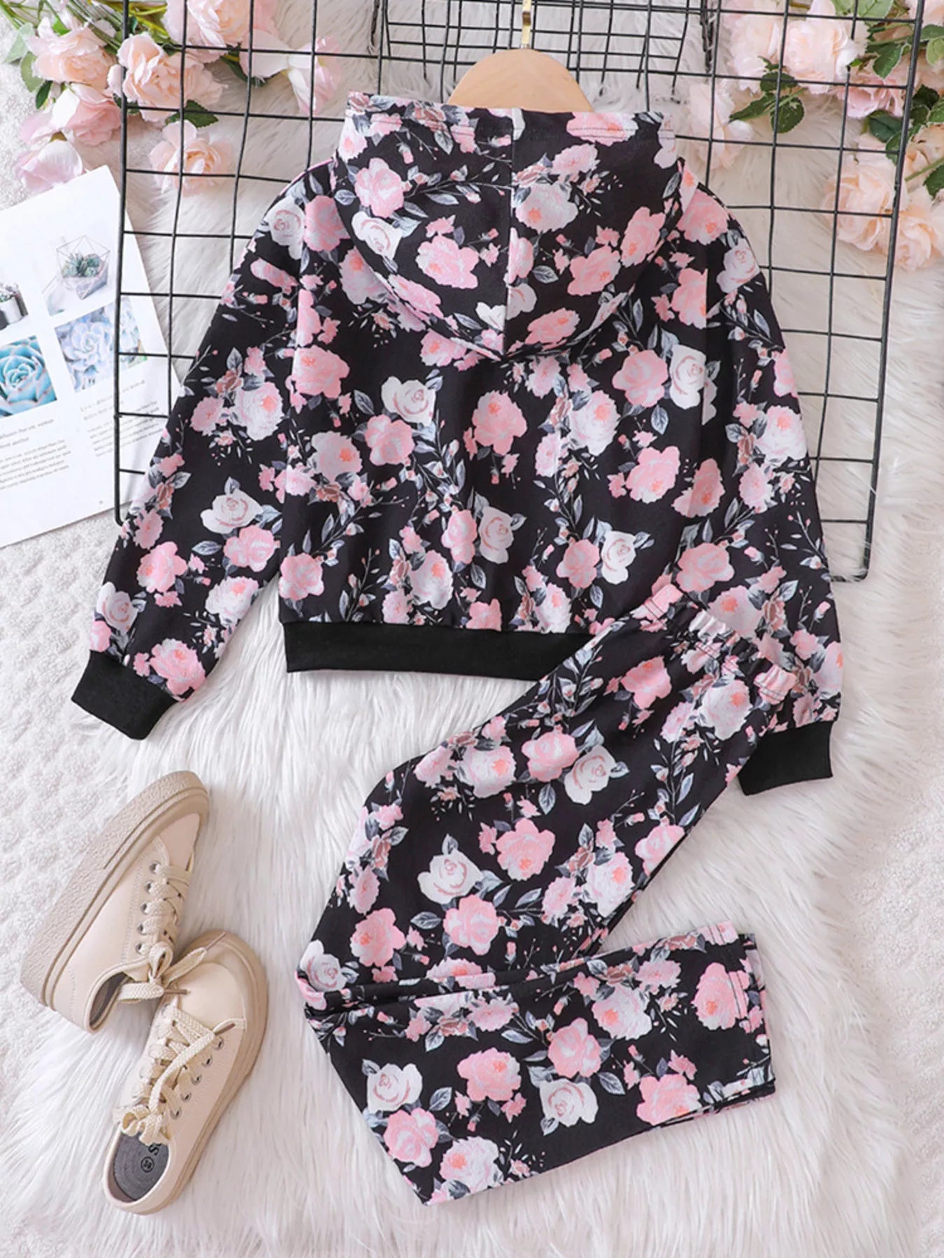 Children's Floral Print Hoodie & Pants Set NicholesGifts