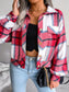 Plaid Collared Neck Long Sleeve Jacket nicholesgifts
