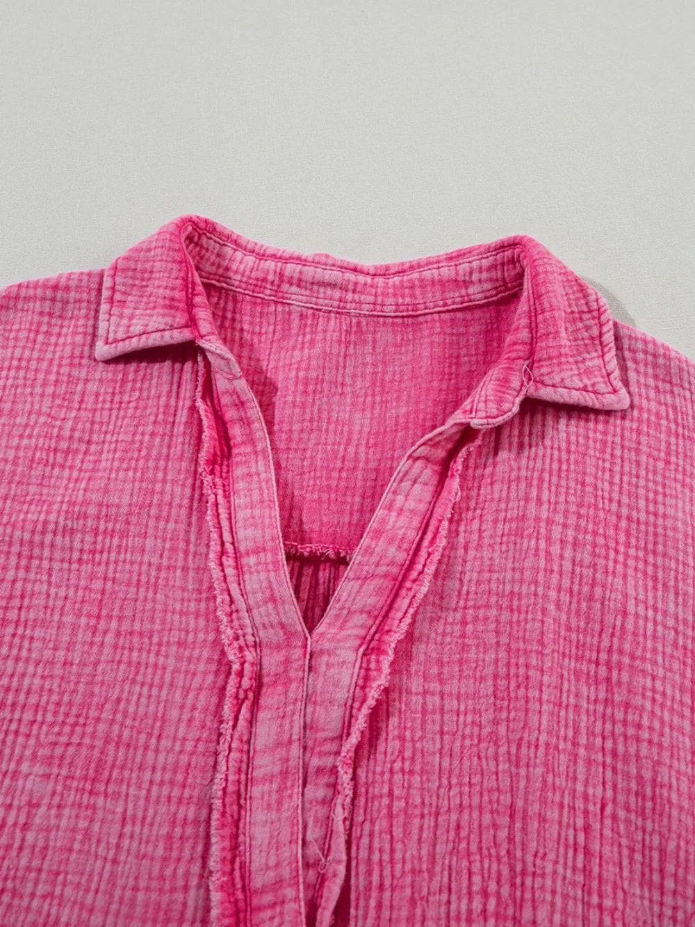 Mineral Wash Crinkle Split Neck Raw Hem Tiered Dress NicholesGifts