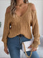 Cable-Knit Cold Shoulder Long Sleeve Sweater nicholesgifts