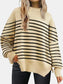 Round Neck Drop Shoulder Slit Sweater nicholesgifts