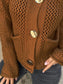Crochet Button Up Long Sleeve Cardigan nicholesgifts