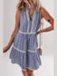 Stripe Sleeveless Notched Ric Rac Mini Dress nicholesgifts