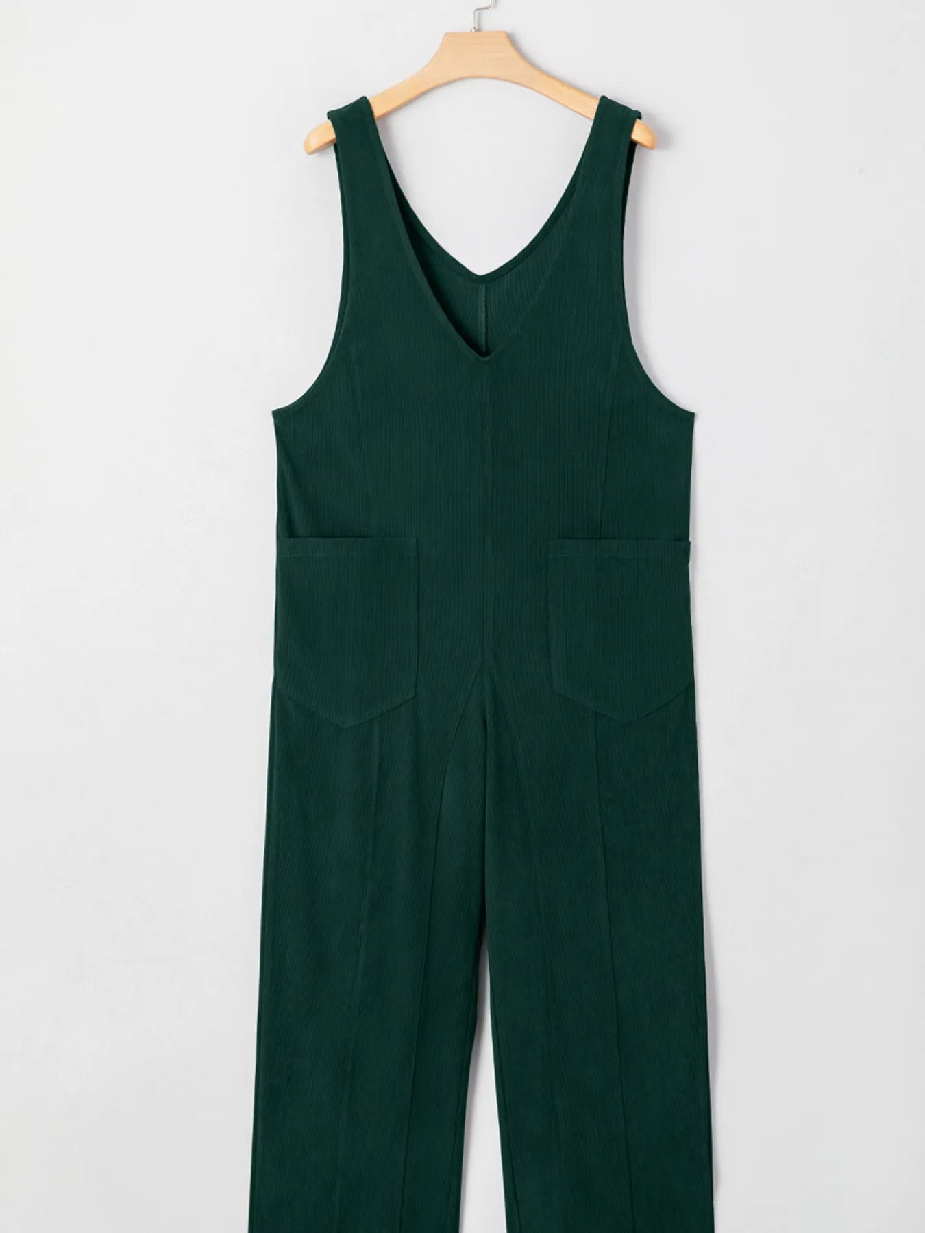 Corduroy V Neck Patched Pocket Sleeveless Jumpsuit nicholesgifts
