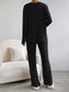 Ribbed Knit V-Neck Top and Pants Set nicholesgifts