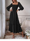 Smocked Long Sleeve Midi Dress nicholesgifts