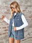 Raw Hem Sleeveless Button Up Denim Jacket nicholesgifts