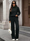 Ribbed Turtleneck Dropped Shoulder Top and Pants Sweater Set nicholesgifts
